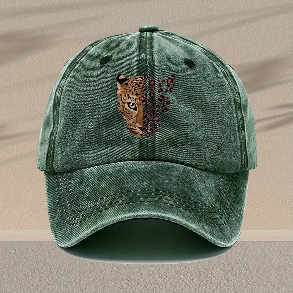 Men'S Leopard Print Baseball Cap - Adjustable Vintage Washed 100% Viscose Lightweight Outdoor Travel Casual Cap - Available in Multiple Colors, Perfect Gift