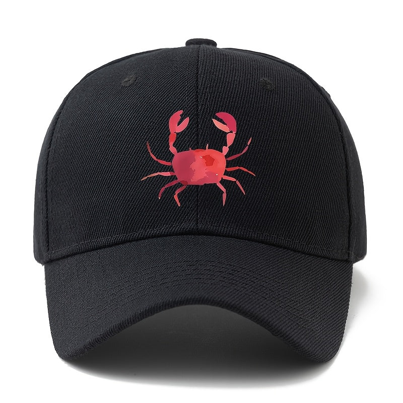 Unisex, Fashionable And Versatile Baseball Cap with Crab Print, Classic Lightweight Outdoor Cap, Suitable for Outdoor Vacations, Travel, Camping, And Other Leisure Occasions. It'S Also a Great Choice for Everyday Wear As a Casual Cap
