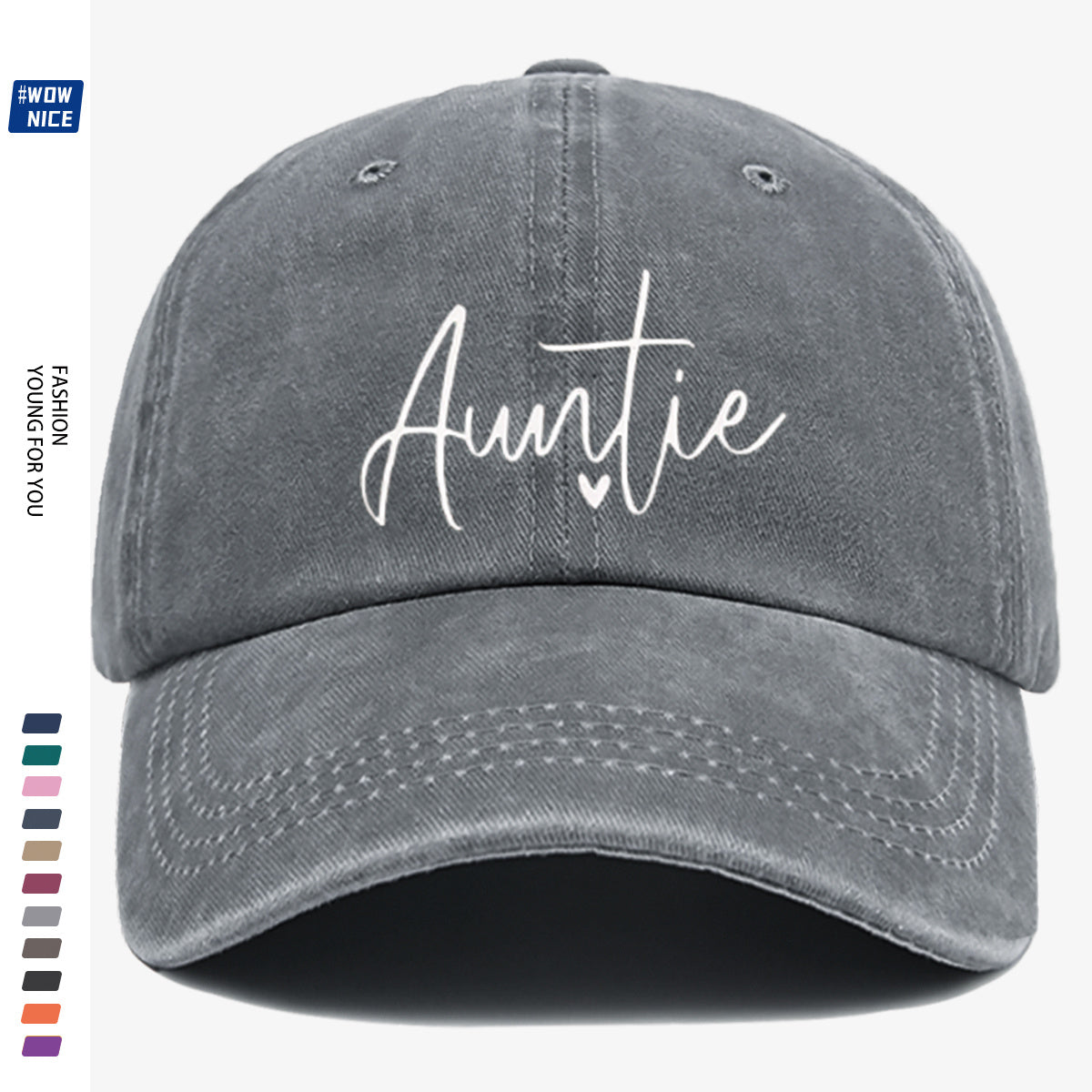 1pc "Auntie" Handwritten Heart Print Baseball Cap, Comfortable And Breathable, Fashionable And Easy, Unisex, Adjustable Size, Casual Street Style, Suitable for Daily Outings, Shopping, Dates, Coffee Meetups, Travel, Girlfriend Gatherings