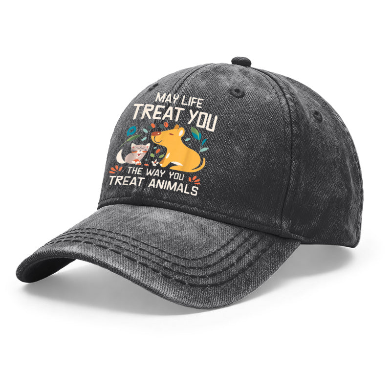1pc Vintage Washed Unisex Baseball Cap with Animal Care And Kindness Design - Adjustable, Unisex, with Cat And Dog Pattern Print, Suitable As a Casual Outdoor Hat Gift for Pet Lovers, Vintage Style Suitable for Daily Wear And Gifting