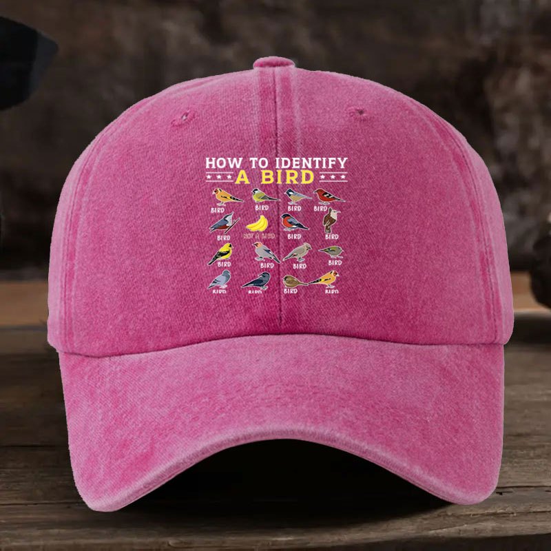 Vintage Washed Distressed Baseball Cap with Bird Print & Curved Brim - Suitable for Outdoor Activities, Fishing, Camping, Casual Wear, Suitable for Park Strolls, Curved Visor Hat for and Daily Use