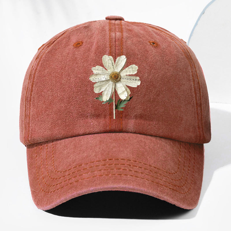 Unisex Floral Print Washed Vintage Baseball Cap Fashion Men Women Sun Hat Adjustable Size Trucker Cap Suitable for All Seasons Daily Wear