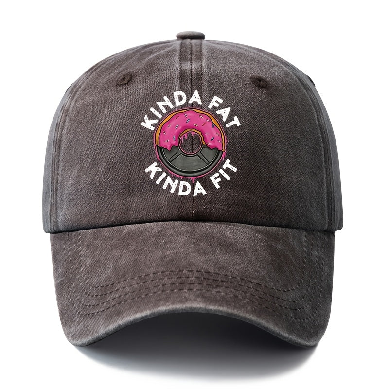A Unisex Fashionable and Versatile Printed Donut Barbell Baseball Cap, Featuring a Classic Vintage Washed Outdoor Lightweight Curved Brim. This Trucker Baseball Cap Is Suitable for Casual Occasions Such as Outdoor Vacations, Travel, and Camping