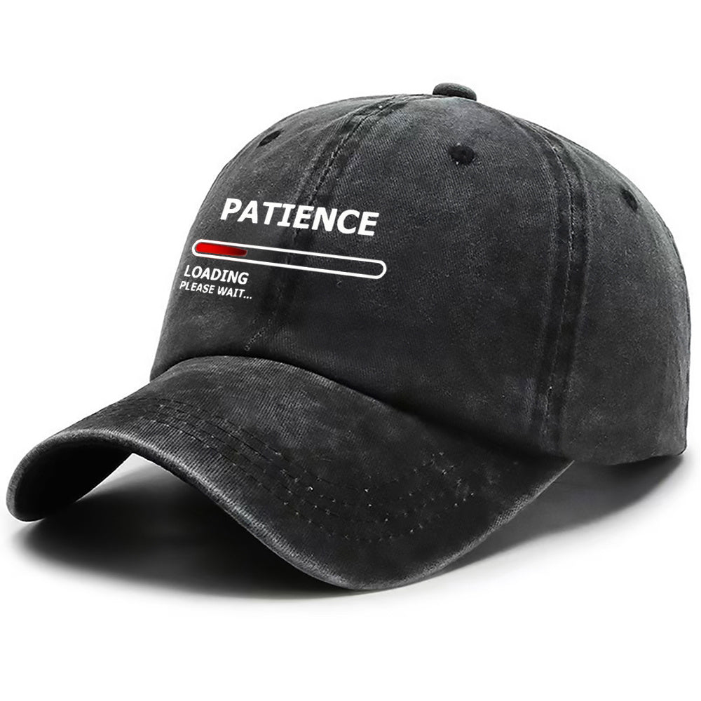 1 Patience Print Baseball Cap - Soft, Breathable, Adjustable Snapback with Curved Brim, Lightweight Unisex Design for Casual Outdoor and Formal Occasions. Hand Wash Only. Ideal Gift, Event Headwear, Fashion Accessory for Style Enthusiasts