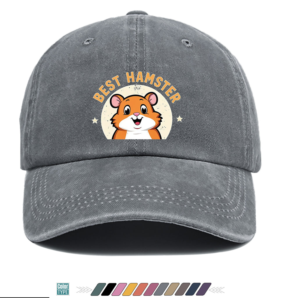 1pc "Best Hamster" Cartoon Hamster Print Baseball Cap, Cute And Playful Sun Hat, Fashionable Casual Unisex Hat, Adjustable Size, Daily Hat, Couple Outing Hat, Suitable for Park Play, Easy Dressing, Shopping, Hiking, Outdoor Picnic