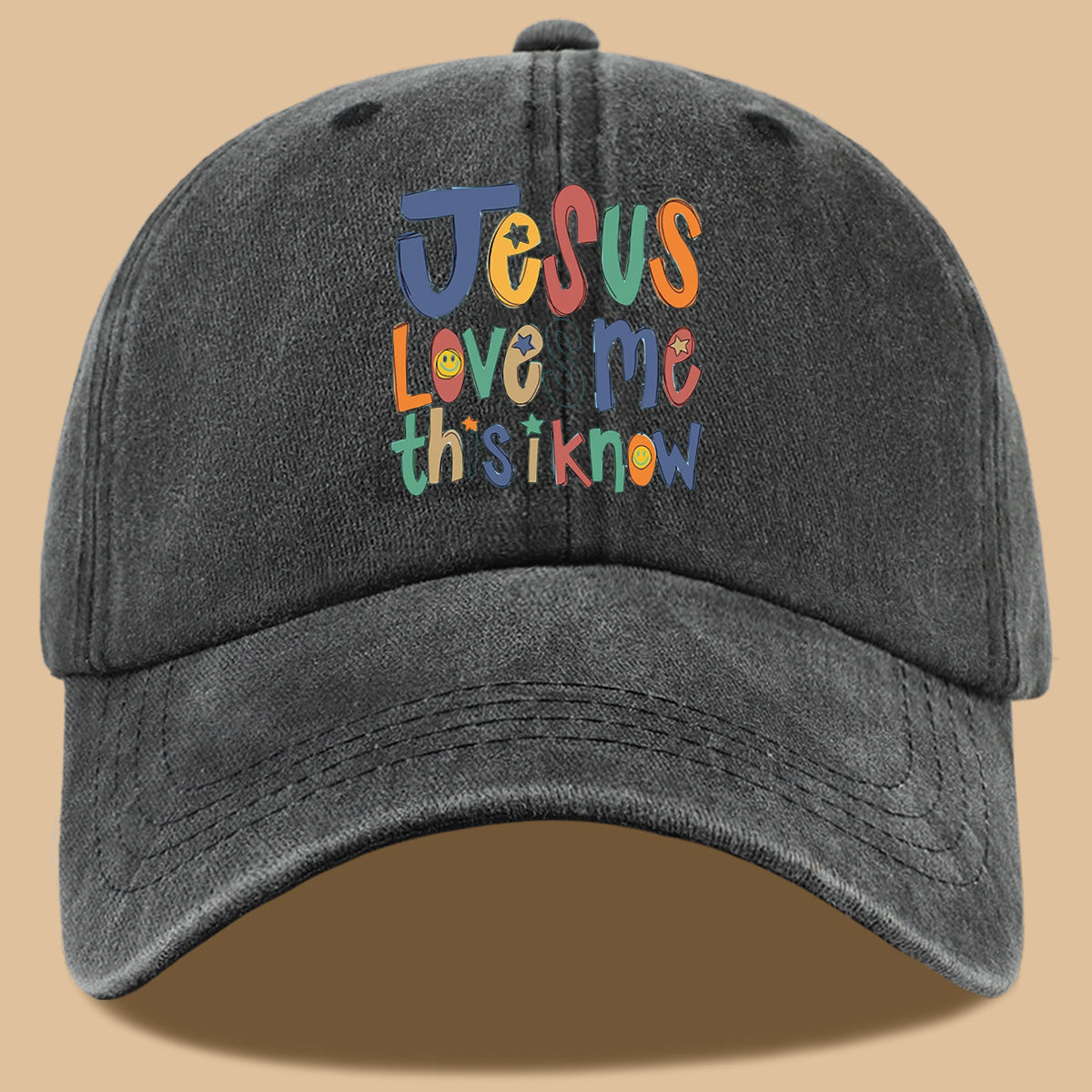 1pc Christian-themed Printed Baseball Cap with a Warm and Affectionate Design, Featuring Rounded, Cute, and Colorful Text. Lightweight, Comfortable, and Breathable Sun Hat with a Stylish, Simple, and Aesthetically Pleasing Look. Adjustable Size