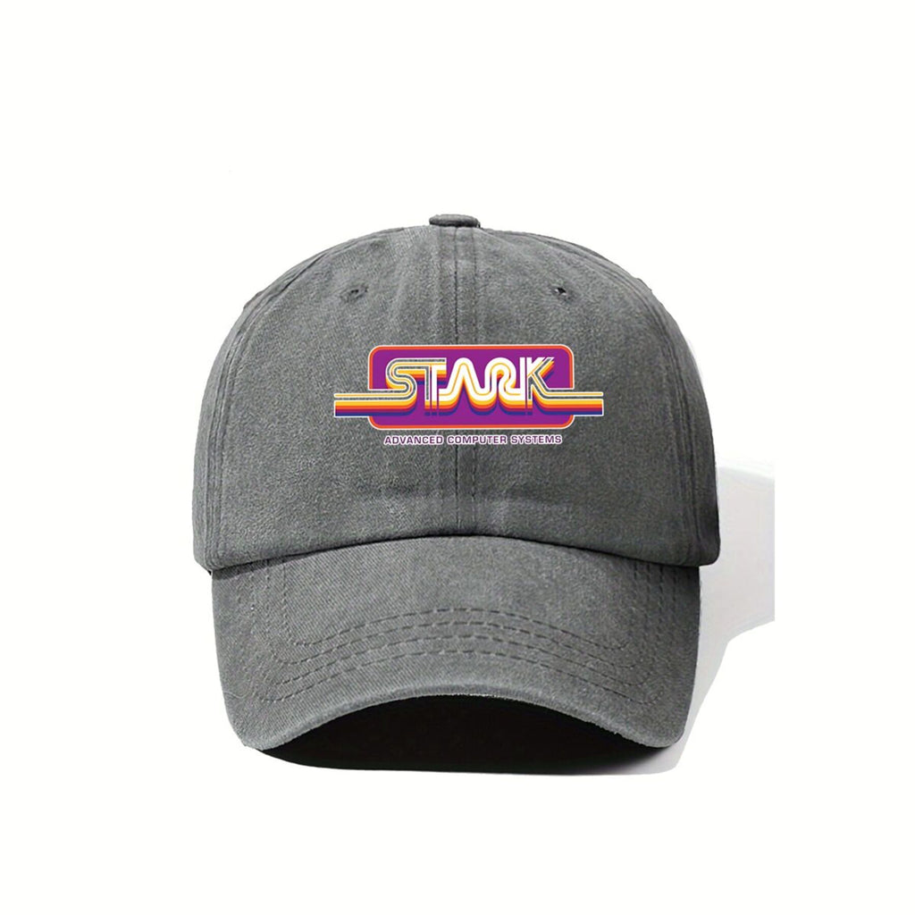 1980S Stark Technologies Computer Graphics Sticker Vintage Washed Distressed Duckbill Cap Unisex Outdoor Baseball Hat Adjustable Lightweight Breathable Retro Style Golf Cap