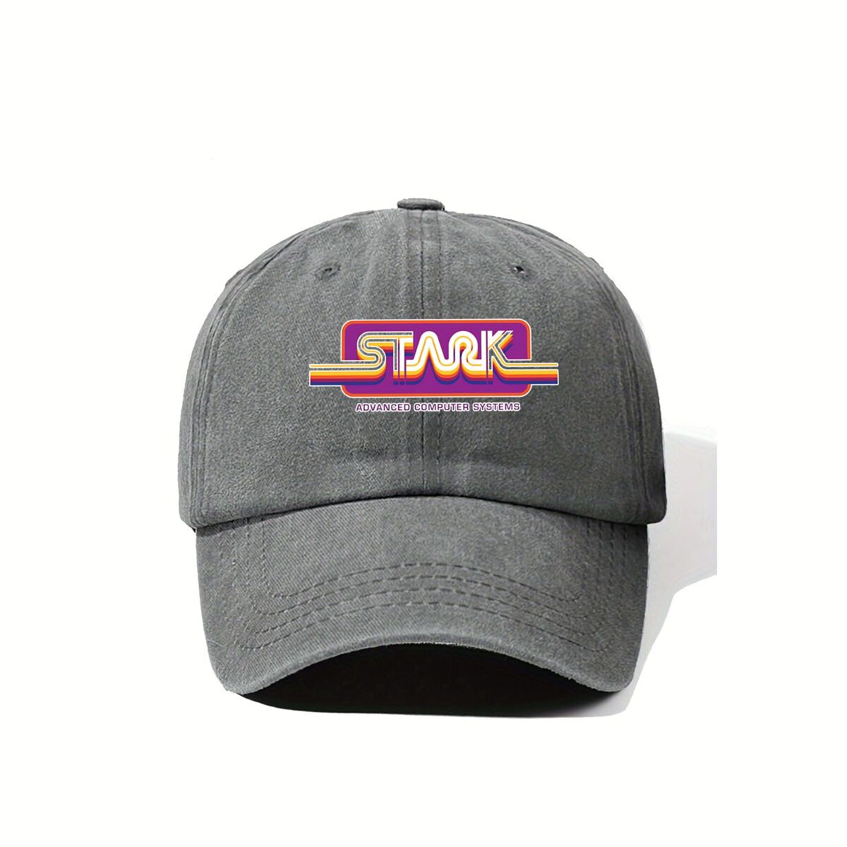 1980S Stark Technologies Computer Graphics Sticker Vintage Washed Distressed Duckbill Cap Unisex Outdoor Baseball Hat Adjustable Lightweight Breathable Retro Style Golf Cap
