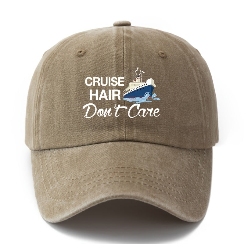 Unisex Polyester Baseball Cap by MAKEFGE, Featuring a Casual 'Hair Don'T Care' Print, Adjustable Hip-Hop Style with a Curved Brim, Perfect for Outdoor Sports And Truck Driving