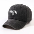 1 Fashion Nurse Letter Washed Baseball Cap Unisex Adjustable Brim Sun Hat Shopping Cycling Skateboarding Trendy Baseball Cap,  Casual Wear, Sporty Style, Geometric Pattern, Metal Buckle Closure, Durable Material, Unisex Headwear, Men And Women