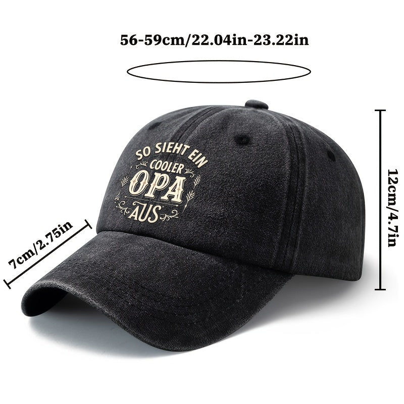 Unisex Fashion All-Match Printed OPA German Style Baseball Cap, Classic Vintage Washed Outdoor Lightweight Curved Brim Hat, Trucker Cap, Suitable for Outdoor Vacation Travel Camping And Casual Occasions, Holiday Party Hip-Hop Hat