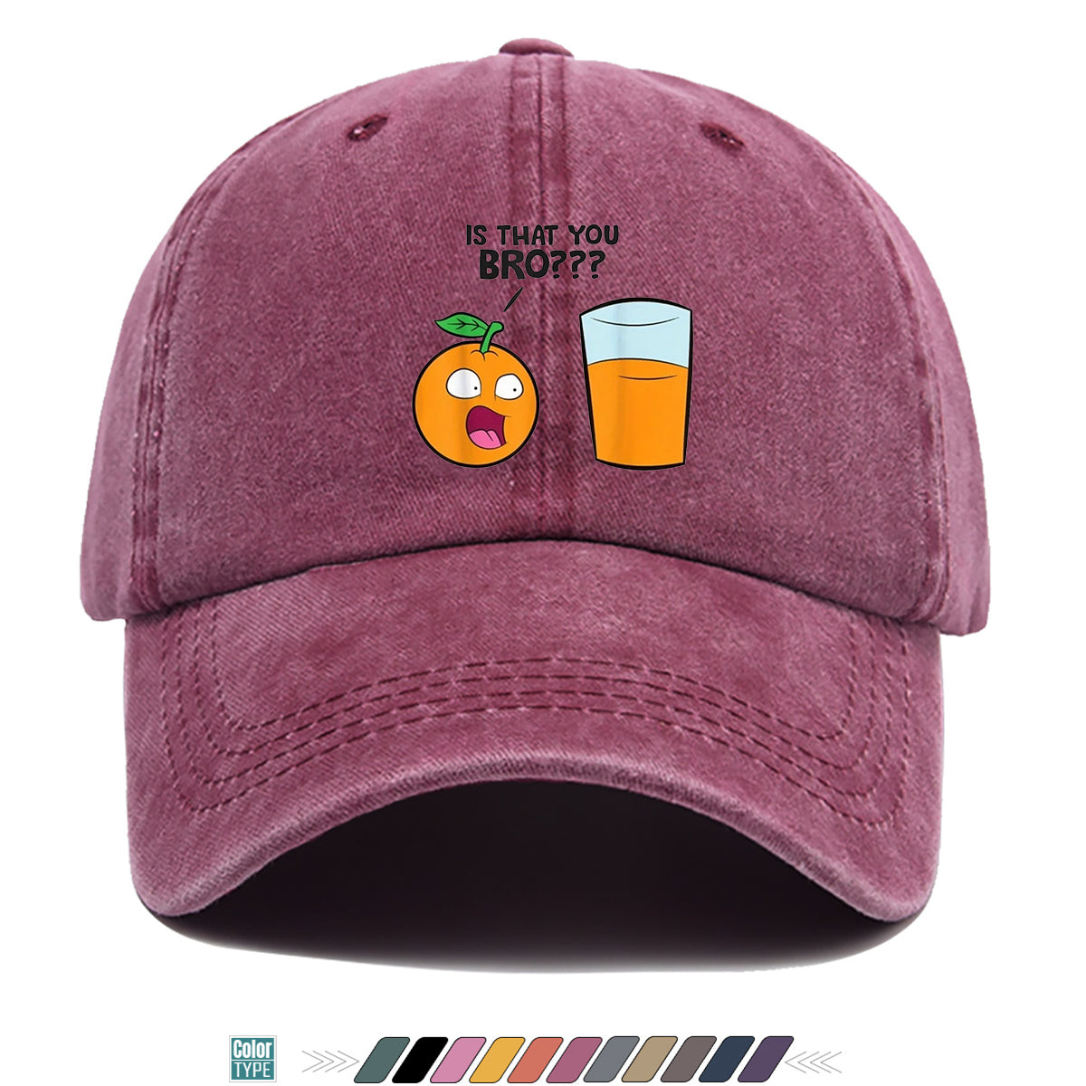 1pc Fun Surprised Orange Face & Juice Cup Print Baseball Cap - Adjustable Duckbill Sun Hat Suitable for Men & Women, Breathable Outdoor Cap for Parties, Travel, Gifts, Casual Wear with Surprised Face, Comfortable for Daily Use