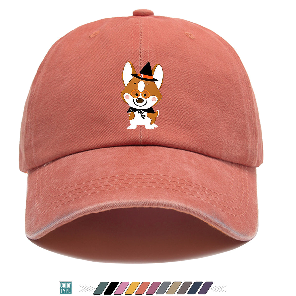 1pc Corgi Dog Cartoon Print Baseball Cap, Cute Wizard Hat with Glasses Design, Comfortable Breathable Sun Hat, Fashionable And Adorable Trendy Hat, Unisex Adjustable Size, Travel Hat, Bestie Shopping Hat, Suitable for Holiday Parties