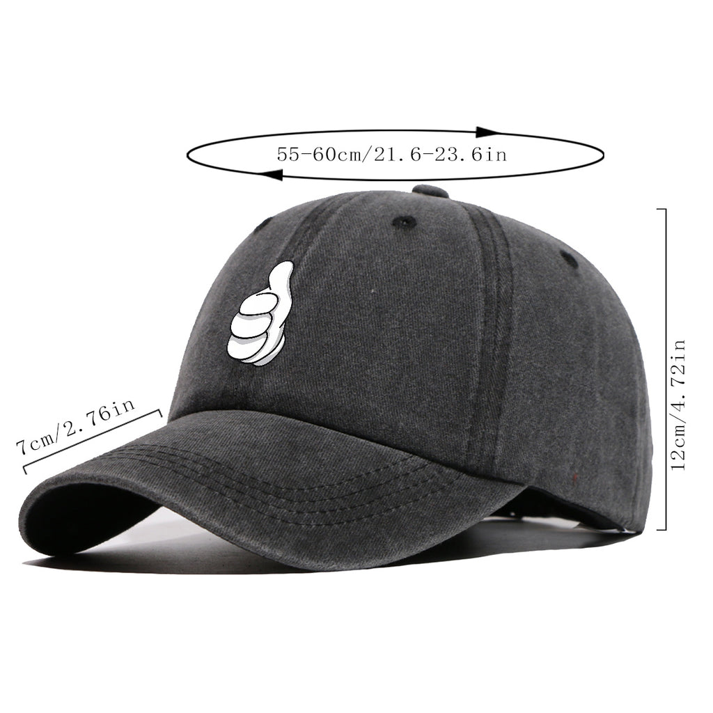 1pc Minimalist Black And White Cartoon Thumbs Up Gesture Print Baseball Cap Fashion Trend Duck Tongue Hat Unisex Adjustable Size Casual Versatile Sun Hat Street Trendy Person Must-Have Outdoor Travel Sun Hat Daily Shopping, Travel, Sports, Party