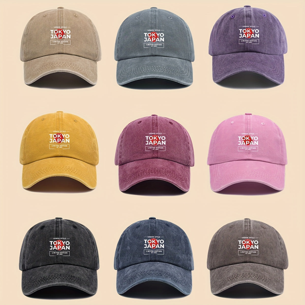1pc Tokyo Japan City Style Printed Baseball Cap, Unisex, Printed Design, Solid Color Minimalist Vintage Curved Brim Dad Hat, Adjustable Size, All-Season Sun Hat, Suitable for Cycling, Fishing, Hunting, Teen Couple Skateboard Cap, Ideal Gift