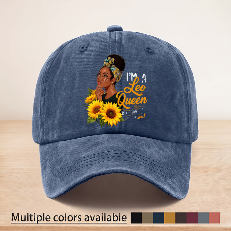 Stylish Leo Queen Sunflower Print Baseball Cap, Adjustable Strap, June 16th Anniversary Edition Baseball Cap, Suitable for All Seasons, Multi-purpose, Lightweight and Breathable, Ideal for Outdoor Sports, Fishing, Picnics, and Camping for Sun