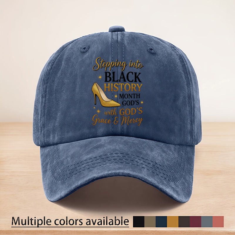 Casual Style Black History Month God's Grace and Mercy Printed Baseball Cap, Adjustable Strap, June 16th Memorial Day Baseball Cap, Suitable for All Seasons, Lightweight and Breathable, Sun, Essential for Outdoor Sports, Fishing, Picnics,