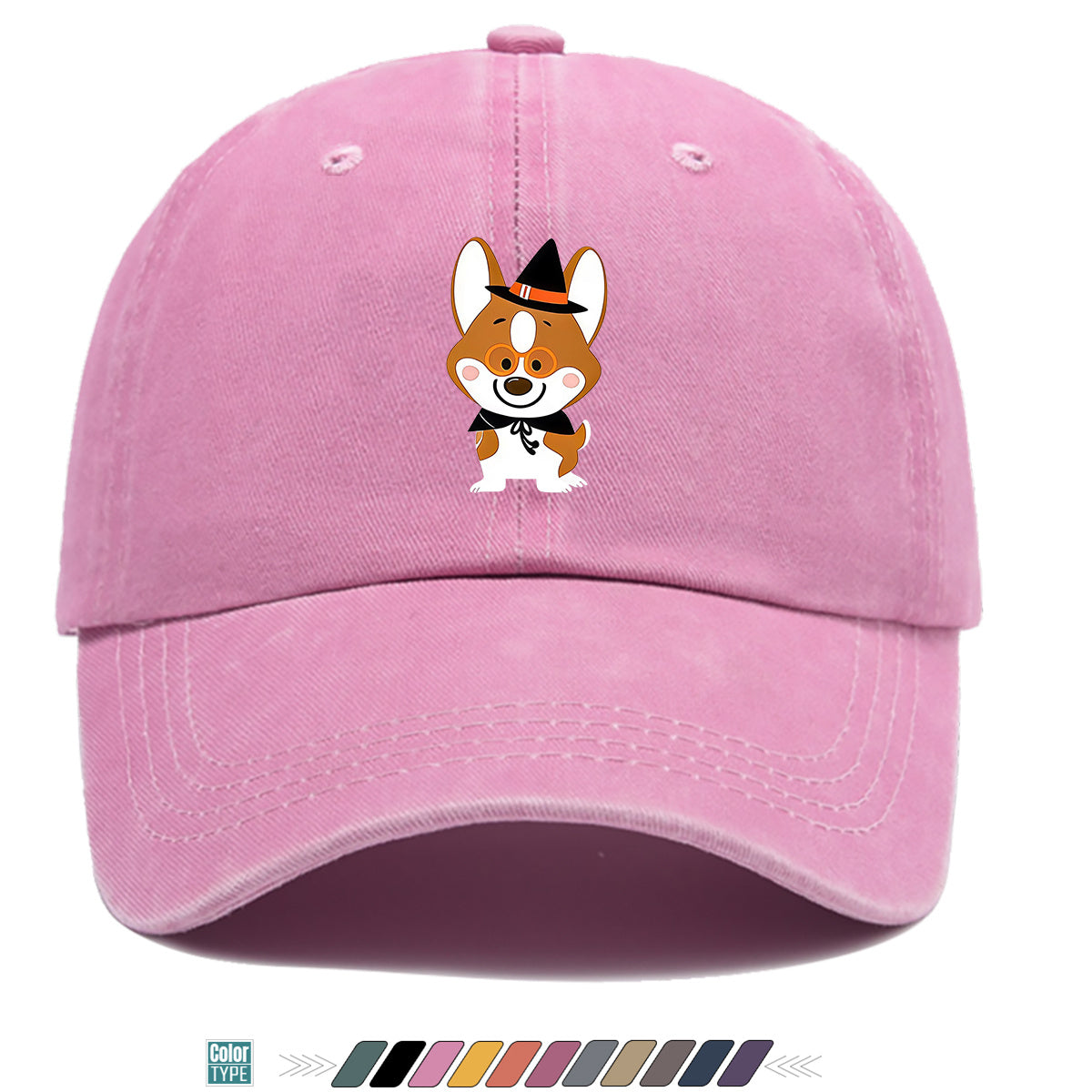 1pc Corgi Dog Cartoon Print Baseball Cap, Cute Wizard Hat with Glasses Design, Comfortable Breathable Sun Hat, Fashionable And Adorable Trendy Hat, Unisex Adjustable Size, Travel Hat, Bestie Shopping Hat, Suitable for Holiday Parties