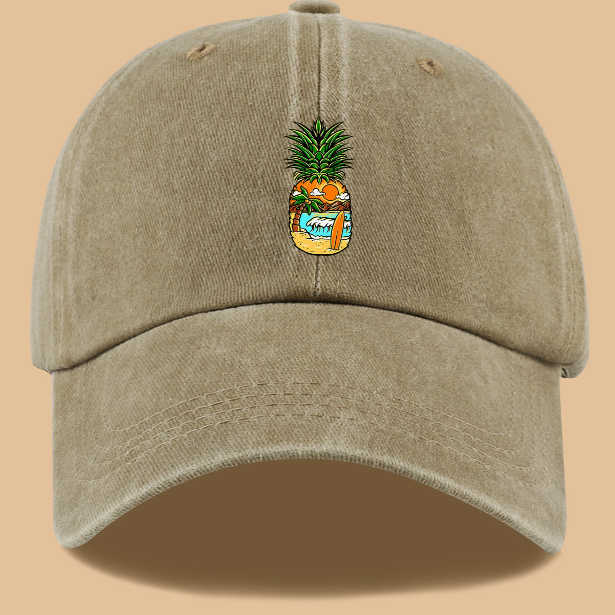1pc Pineapple Print Trucker Hat - Adjustable Unisex Baseball Cap with Pineapple & Beach Scenery Design, Breathable Suitable for Outdoor, Vacations, Parties, Daily Wear - Suitable for Men and Women, Ideal Gift for Beach Lovers
