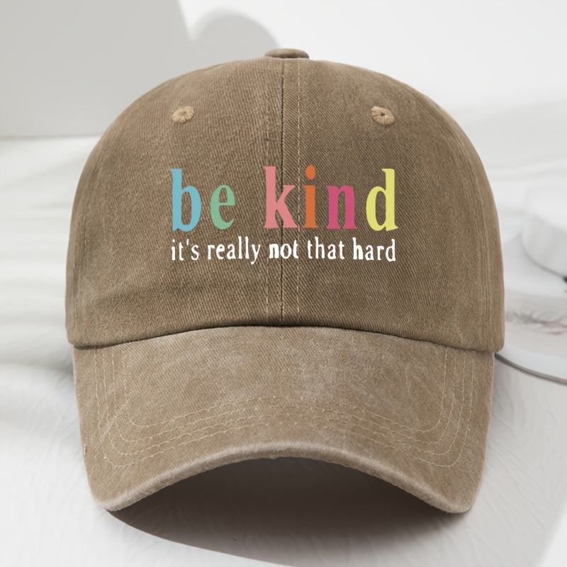 Lightweight And Comfortable Unisex Retro Baseball Cap Featuring a 'Be Kind' Print, Designed for And Breathability, Perfect for Outdoor Activities Like Fishing, Camping, And Hiking, with a Classic Wild Style