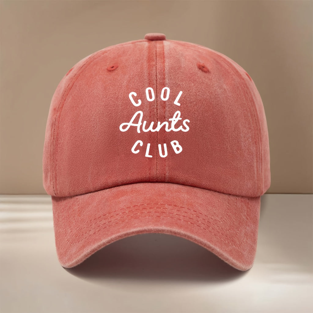 Aunts Cool Club Letter Pattern Baseball Cap Lightweight Fashion Hip-Hop Hat Unisex 6-Panel Cap for Friends' Gatherings, Camping, Comfortable Textured Style, Versatile Duckbill Cap Casual Trendy All-Season Adjustable Size Trucker Hat