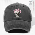 Unisex ROTTE BUT CUTE Letter Skull Print Washed Vintage Baseball Cap Fashion Men Women Sun Hat Adjustable Size Trucker Hat Suitable for All Seasons Daily Wear