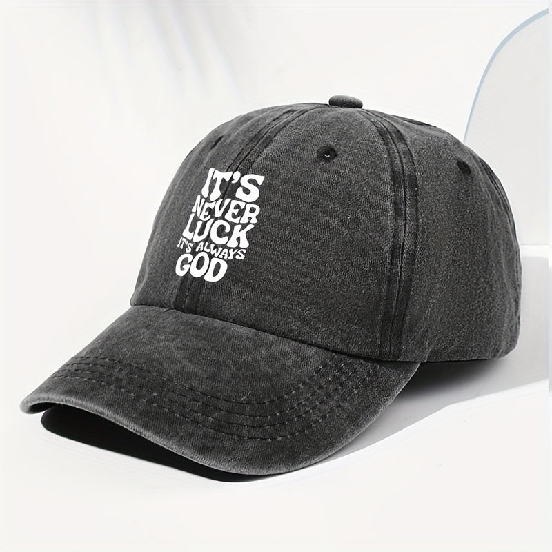 Unisex IT'S NEVER Printed Washed Vintage Baseball Cap Fashion Outdoor Hat Adjustable Brim Trucker Cap Suitable for All Seasons Daily Wear