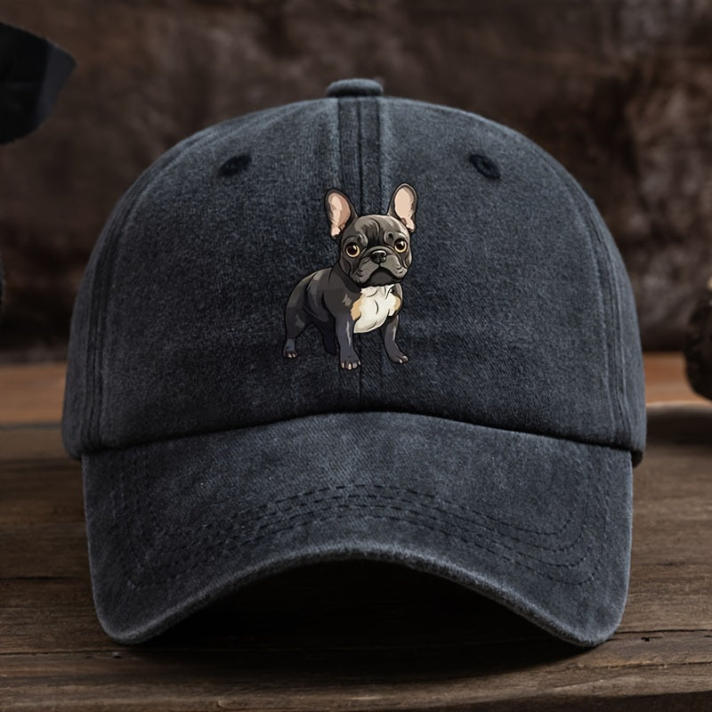 French Bulldog Print Baseball Cap, Unisex Adjustable Outdoor Duckbill Hat for Spring/Summer Sun, Trendy Sun Hat