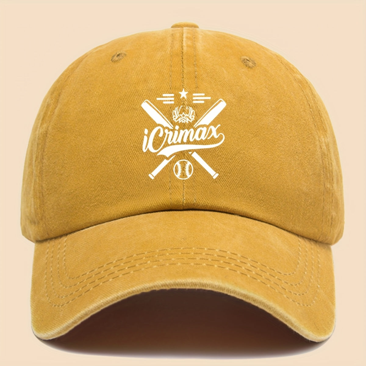 1pc "Icrimax Logo" Washed Baseball Cap - Unisex Adjustable Sun Hat, Suitable for Outdoor Adventures, Travel, And Parties| Breathable And Casual Style, It'S The Perfect Gift for Dads, Couples, And Young People (Unisex)