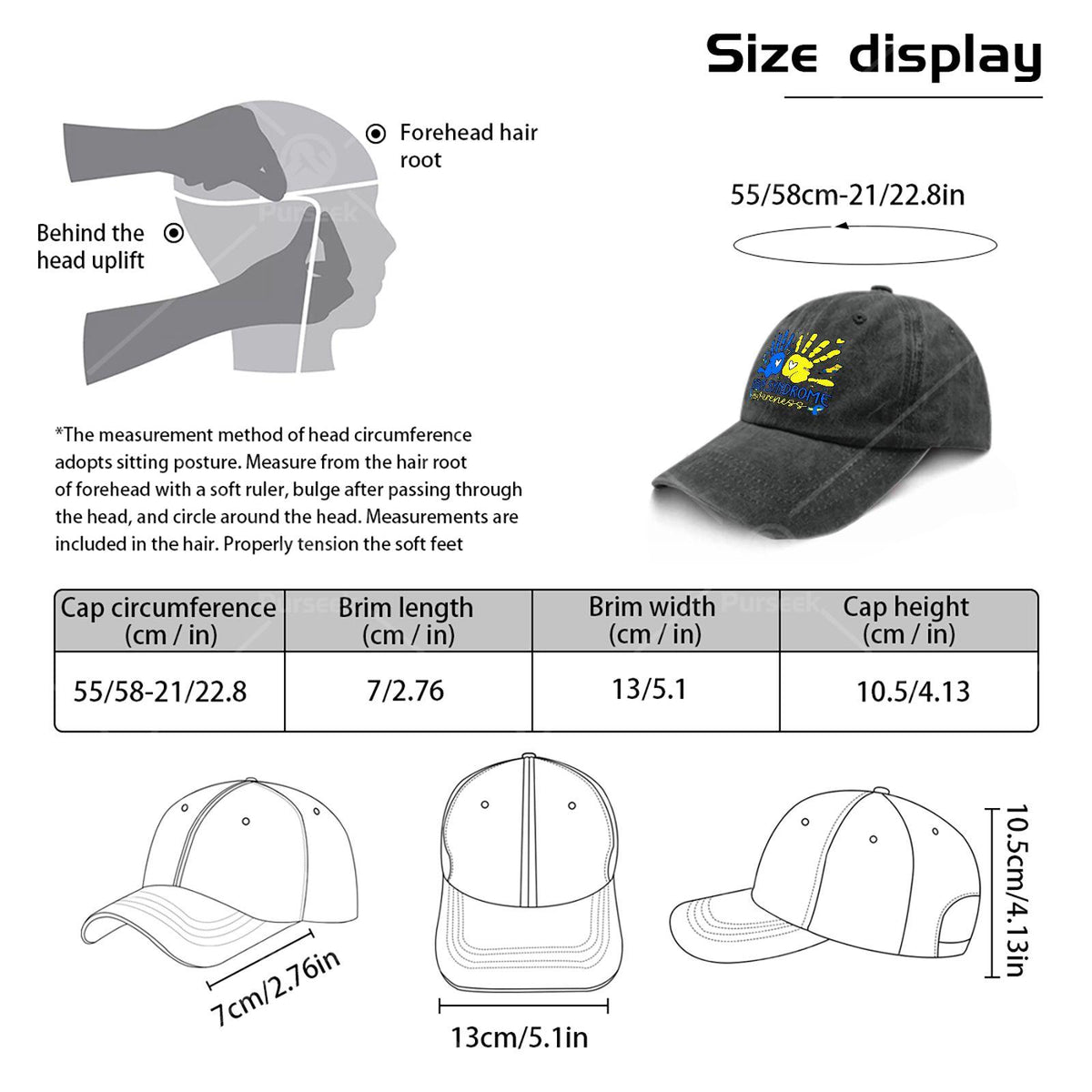 Down Syndrome Awareness T21 Hands Support Baseball Hat Unisex Soft Washed