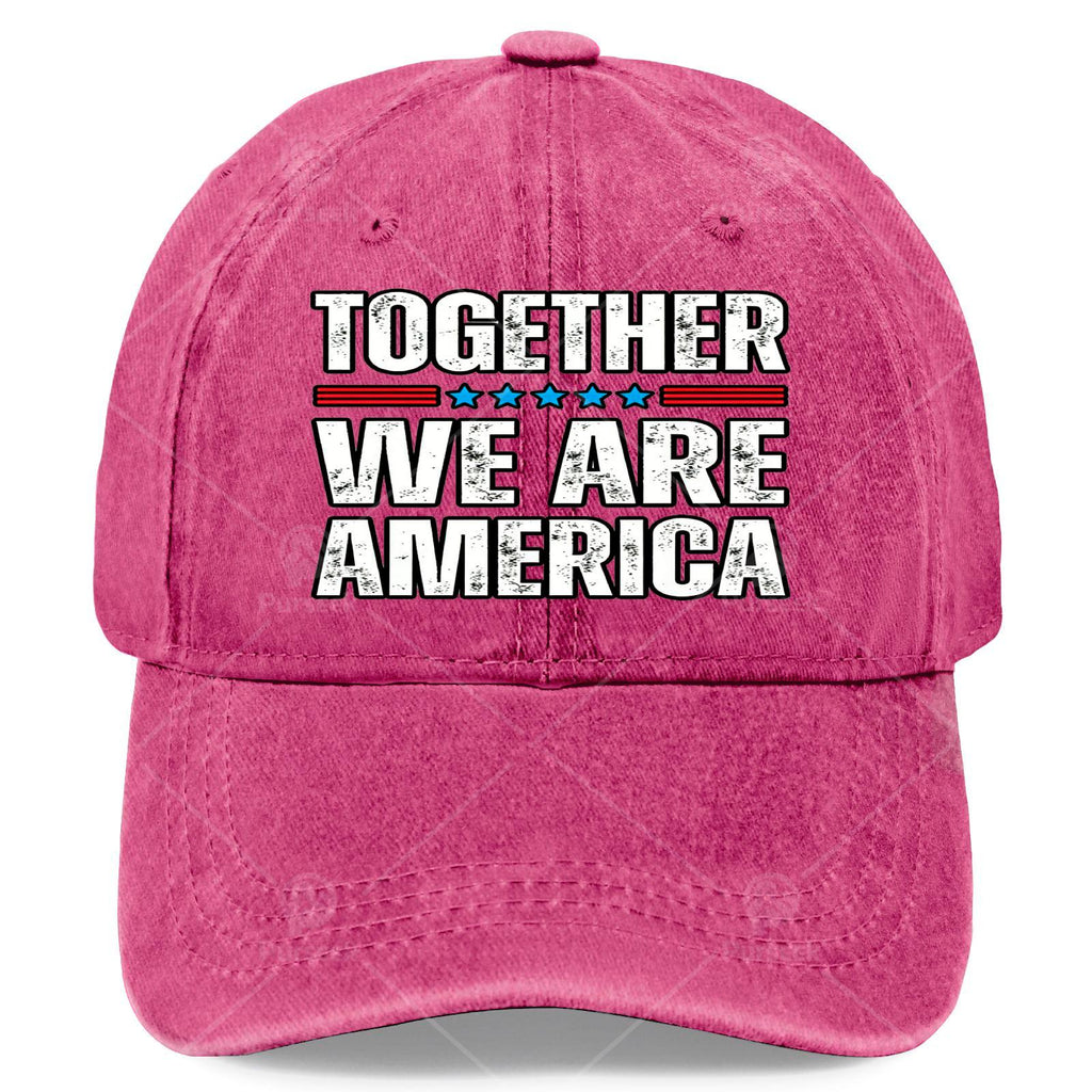 Together We Are America US Flag Vintage Baseball Hat Unisex Funny Washed