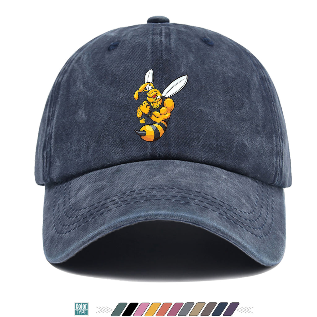 1pc Muscle Bee Cartoon Print Baseball Cap, Trendy Individual Sun Hat, Fashionable Street Hip-Hop Style Unisex Adjustable Duckbill Cap, Essential for Outings, Outdoor Camping Sun Hat, Sports Fitness Trendy Hat, Bestie Couple Matching Hat
