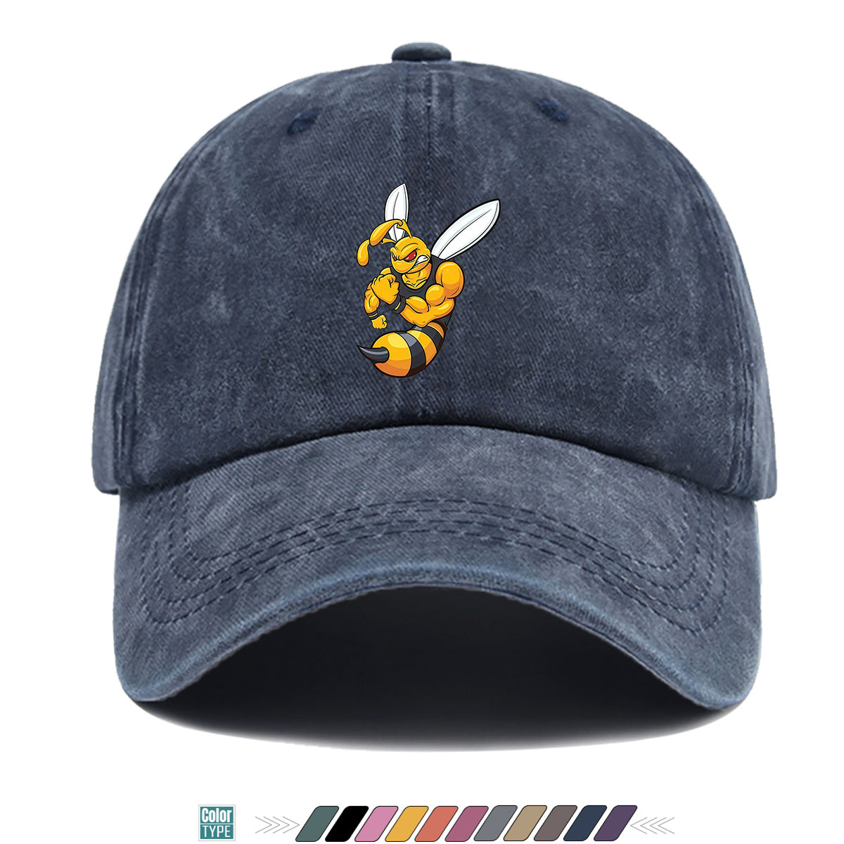 1pc Muscle Bee Cartoon Print Baseball Cap, Trendy Individual Sun Hat, Fashionable Street Hip-Hop Style Unisex Adjustable Duckbill Cap, Essential for Outings, Outdoor Camping Sun Hat, Sports Fitness Trendy Hat, Bestie Couple Matching Hat