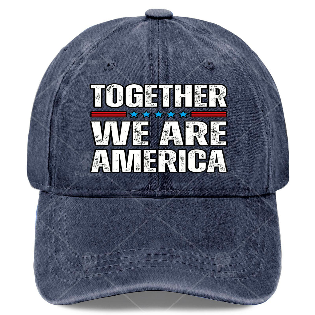 Together We Are America US Flag Vintage Baseball Hat Unisex Funny Washed