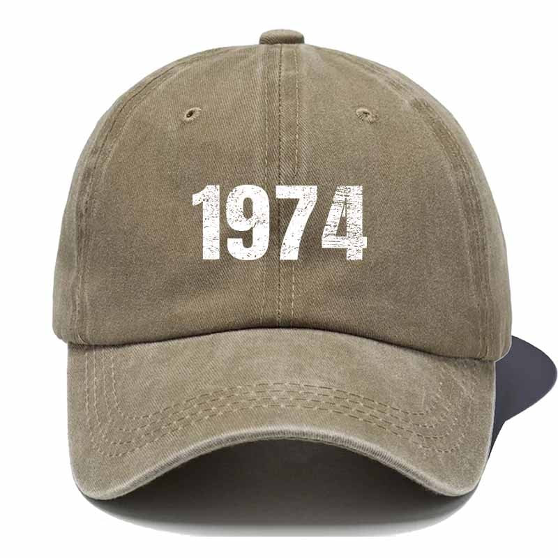 Unisex Washed Baseball Cap, Vintage Baseball Cap, 1974 Print Pattern, Essential for Casual Gatherings And a Great Companion for Outdoor Picnics