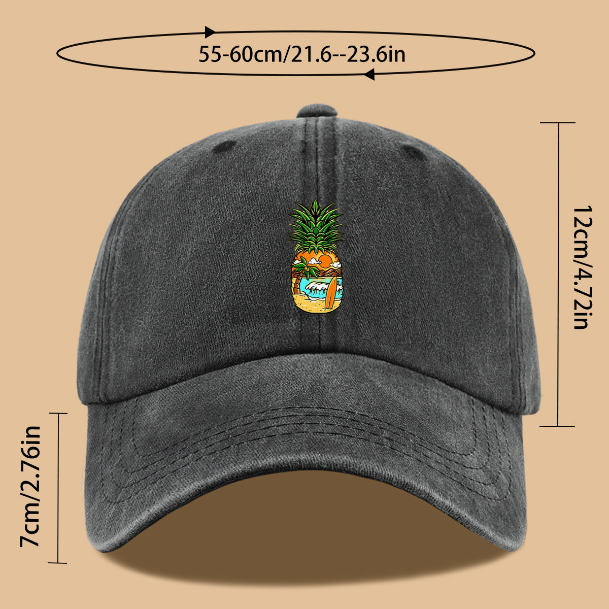 1pc Pineapple Print Trucker Hat - Adjustable Unisex Baseball Cap with Pineapple & Beach Scenery Design, Breathable Suitable for Outdoor, Vacations, Parties, Daily Wear - Suitable for Men and Women, Ideal Gift for Beach Lovers