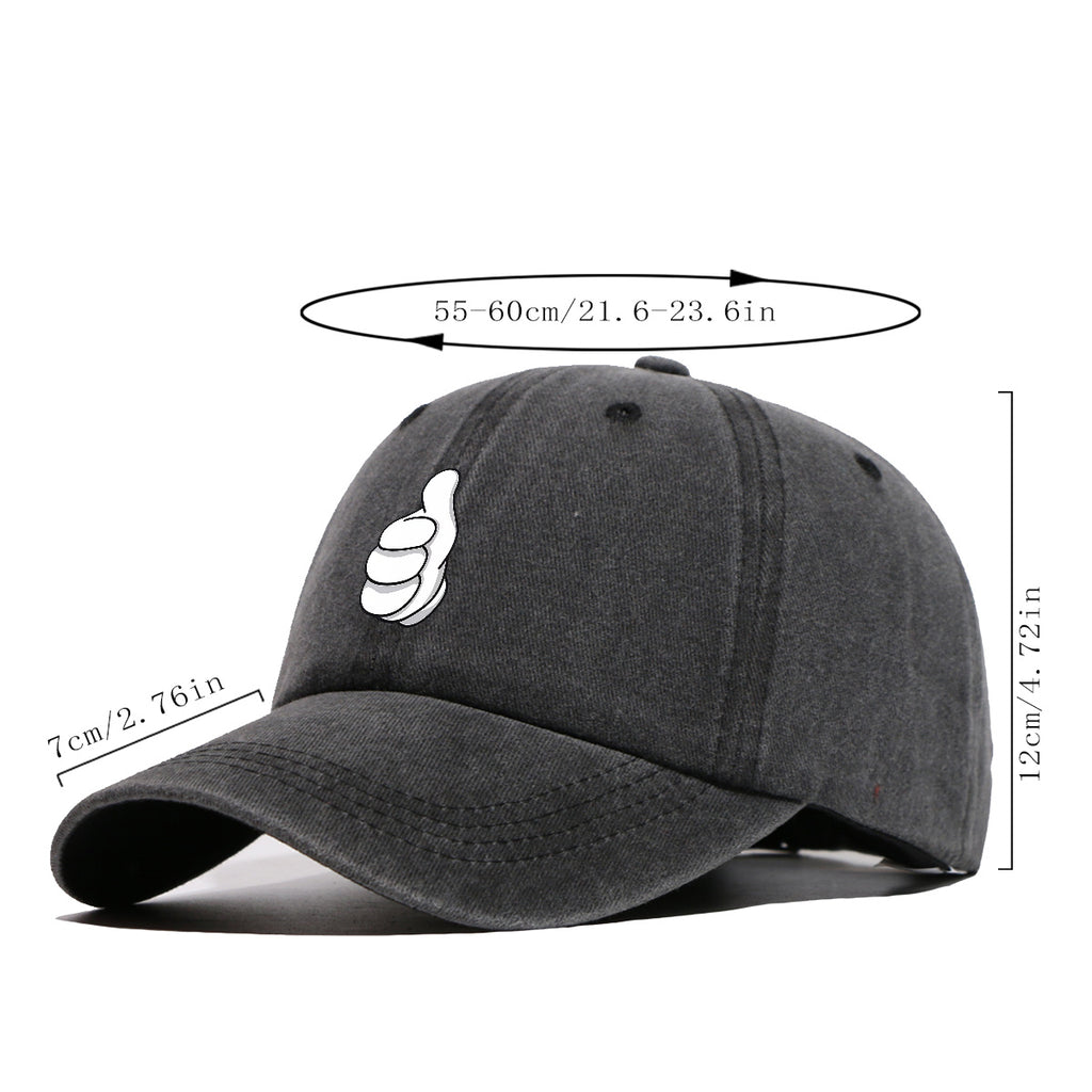 1pc Minimalist Black And White Cartoon Thumbs Up Gesture Print Baseball Cap Fashion Trend Duck Tongue Hat Unisex Adjustable Size Casual Versatile Sun Hat Street Trendy Person Must-Have Outdoor Travel Sun Hat Daily Shopping, Travel, Sports, Party