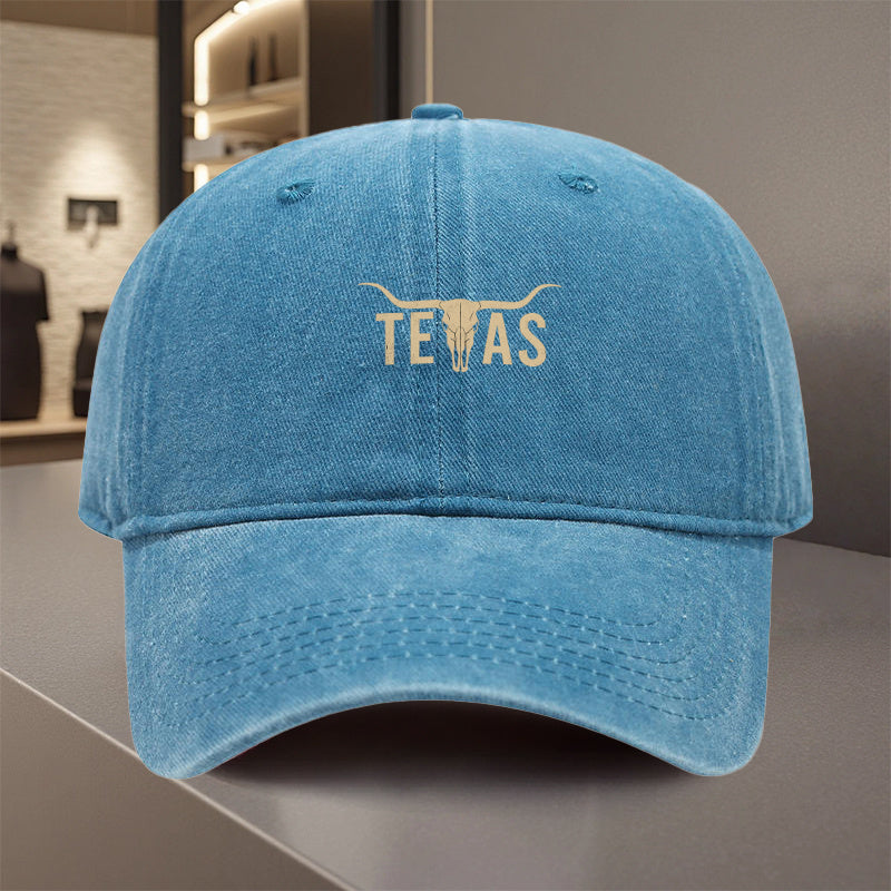 1pc Texas Longhorn Bull & TEXAS Lettering Adjustable Snapback Cap - Lightweight Polyester Trucker Hat for Men & Women, All-Season Outdoor, Camping, Golf, Fishing, Motorcycle, Running - Unisex Cowboy Hat for & Texas Pride, Hand Washable, Breathable Mesh Ba