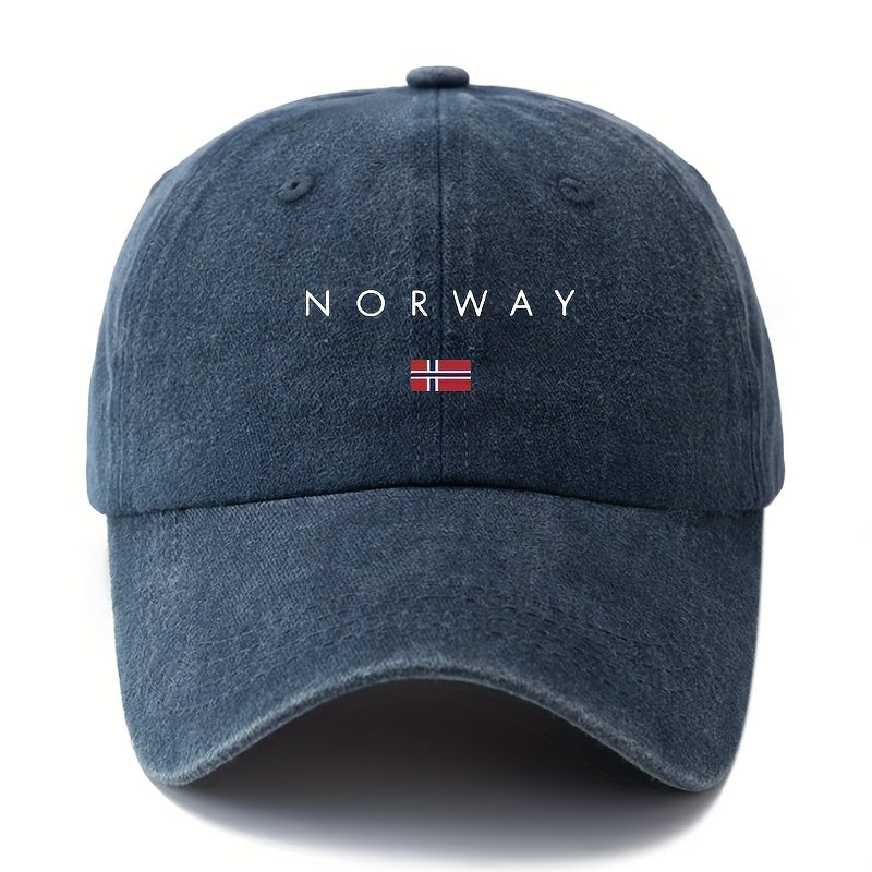 MAKEFGE Unisex Norway Flag Trucker Hat - Norwegian National Colors (White, Red, Blue) with Norway Map Outline & Flag Emblem, Lightweight Washed Cap for Men & Women, Outdoor, Travel, Camping, Casual Wear, Parties - Durable Norwegian Pride
