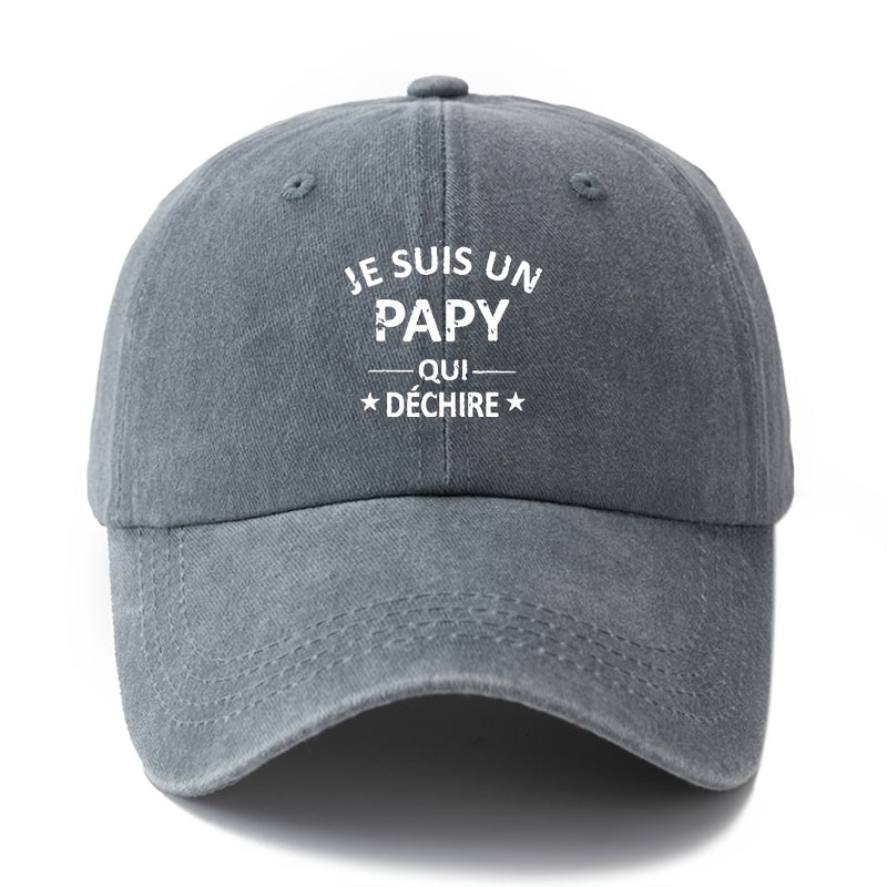 1 Unisex Fashion Versatile Printed Letter "JE SUIS UN PAPY" Baseball Cap | Classic Retro Lightweight Curved Brim, Ideal for Outdoor Travel, Camping, Casual Wear, and Festive Parties, Woven by MAKEFGE