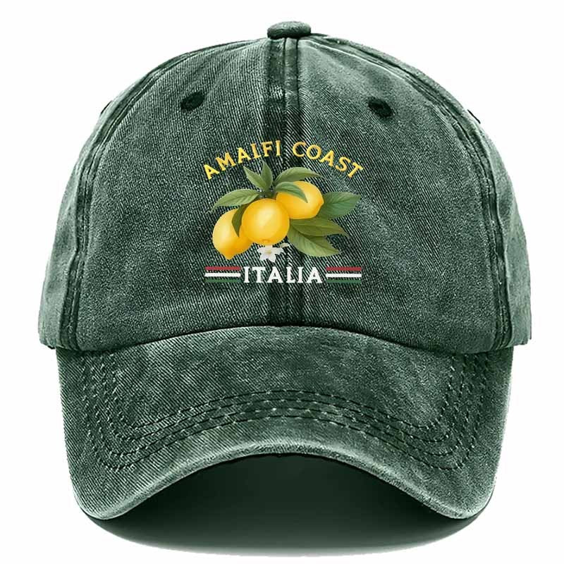 Stylish  Cap Featuring National Flag Stripes Accented with Lemon Leaf Motifs-A Must-Have for Beach Vacations.