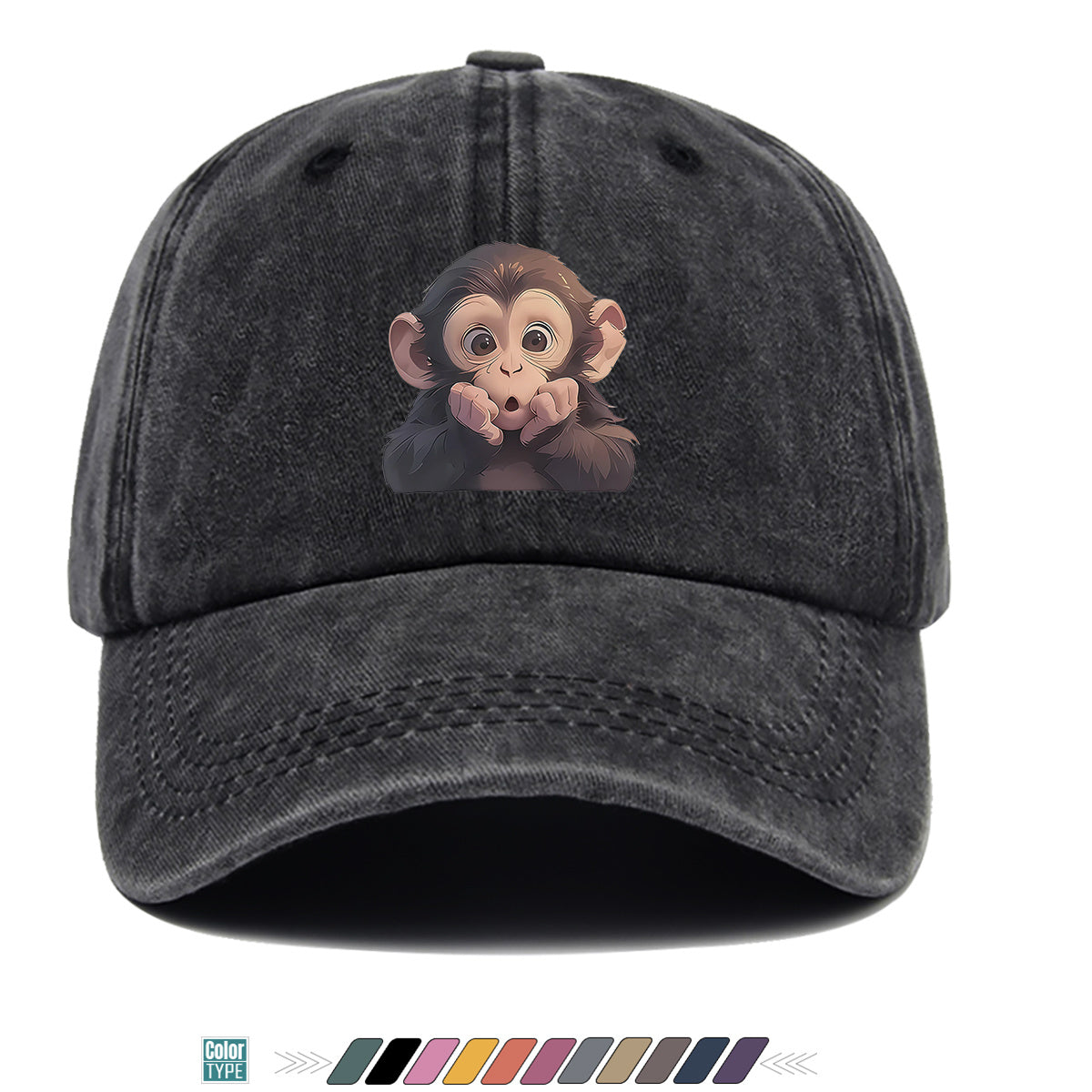 1pc Chimpanzee Print Baseball Cap Suitable for Men & Women, Adjustable Unisex Hat with Chimpanzee Face, Breathable for Streetwear, Hip-Hop, Music Festivals, Skateboarding - Trendy, Daily Commute & Outfits
