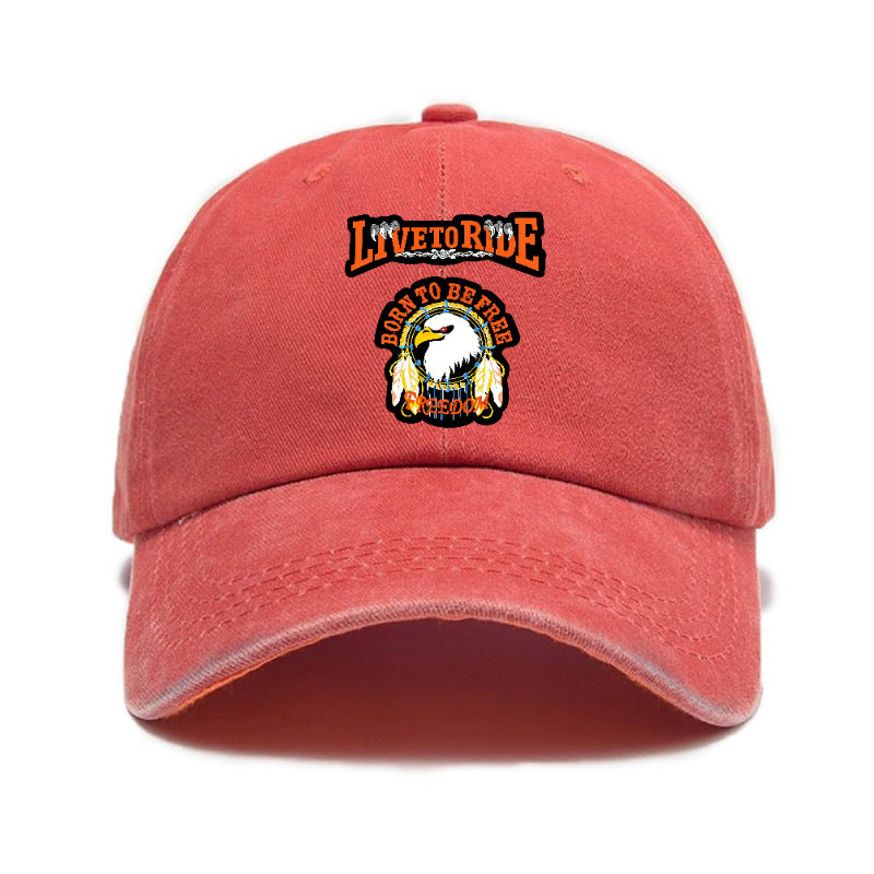Fashionable and Versatile, This Printed Washed Distressed Soft-top Sun- Baseball Cap Is Designed for Cycling and Is Unisex