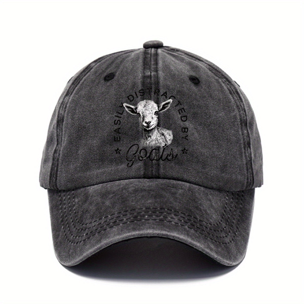 Washed Letter Print Baseball Cap - Adjustable, Sun-protective and Stylish for Outdoor Activities