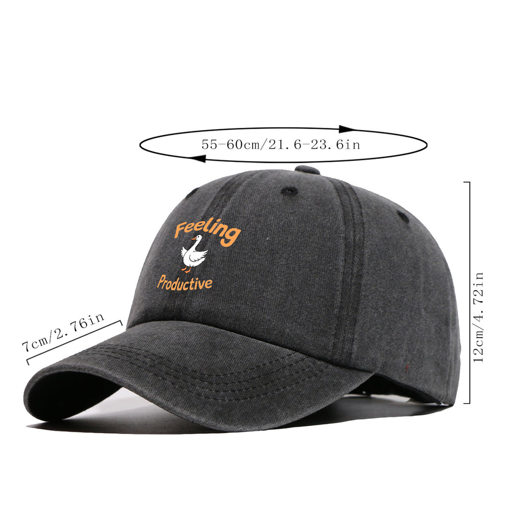 1pc Fun Duck "Feeling Productive" Printed Baseball Cap, Comfortable and Breathable Sun Hat, Stylish, Simple, and Beautiful, Unisex Adjustable Baseball Cap, Trucker Hat, Beach Vacation Hat, Suitable for Outdoor Fishing, Hunting, Vacations