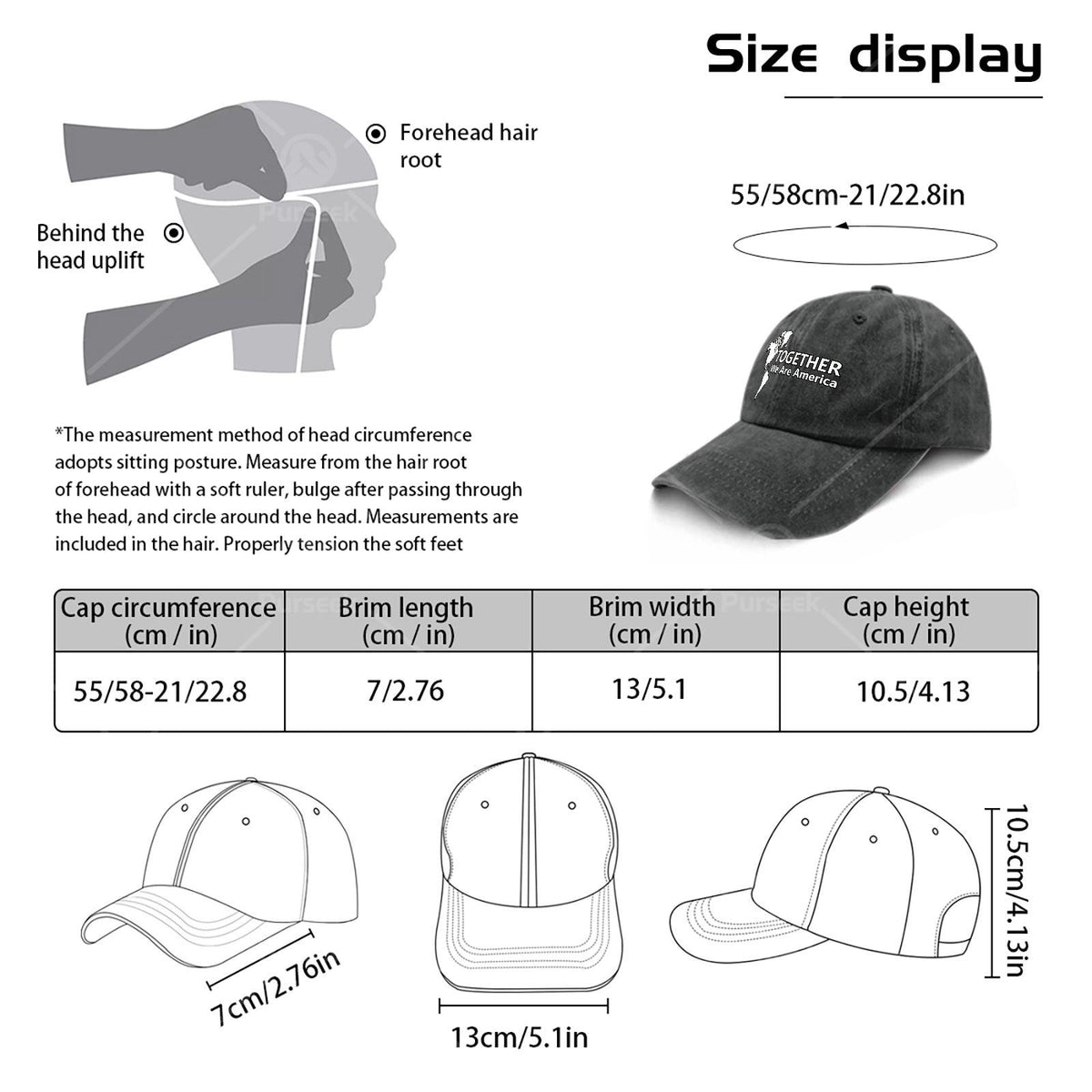 Together We Are America Baseball Hat Unisex Classic Washed Distressed Cap