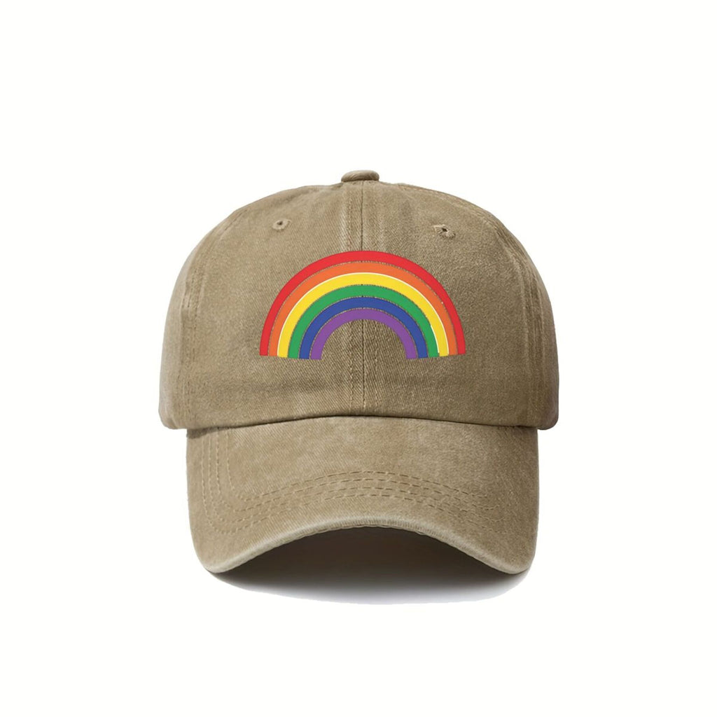 Colorful Rainbow Trendy Dad Hat with Soft Top Design, Street Culture Baseball Cap, Soft Fabric, Breathable And Comfortable, Outdoor Sports Sunshade Driving Hat