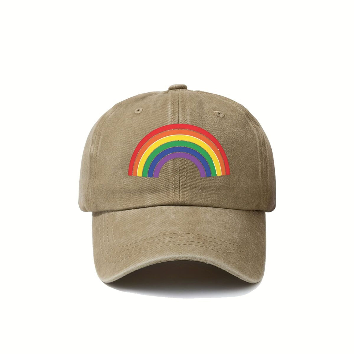 Colorful Rainbow Trendy Dad Hat with Soft Top Design, Street Culture Baseball Cap, Soft Fabric, Breathable And Comfortable, Outdoor Sports Sunshade Driving Hat