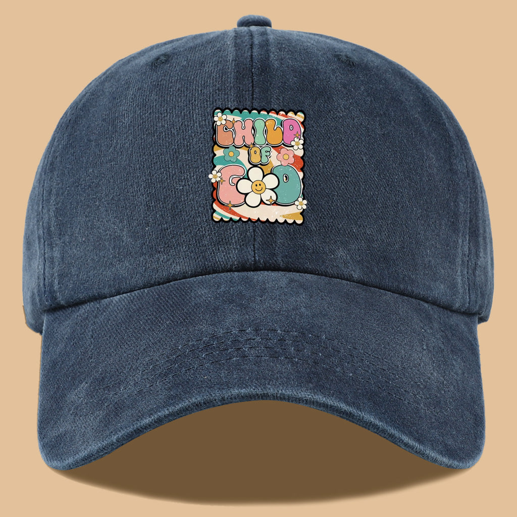 1pc "CHILD OF GOD" Vintage Fun Floral Print Baseball Cap, Comfortable and Breathable Sun Hat, Stylish, Colorful, and Beautiful, Unisex Adjustable Baseball Cap, Casual Street Fashion Hat, Outdoor Sun Hat for Sunbathing, Suitable for Daily Outings