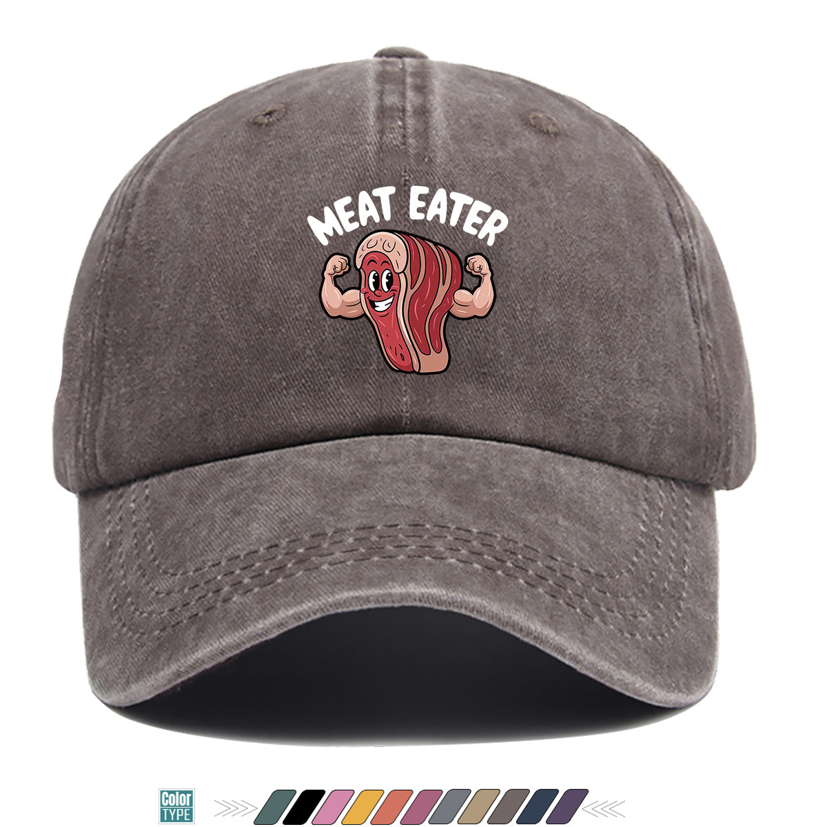 1pc 1pcs Muscle Steak Print Baseball Cap Suitable for Men & Women, Adjustable Duckbill Hat with Steak, Food-Themed Gift for BBQ Parties, Picnic, Outdoor, Casual Wear, Sports Hat for Foodie Friends, Birthday Present